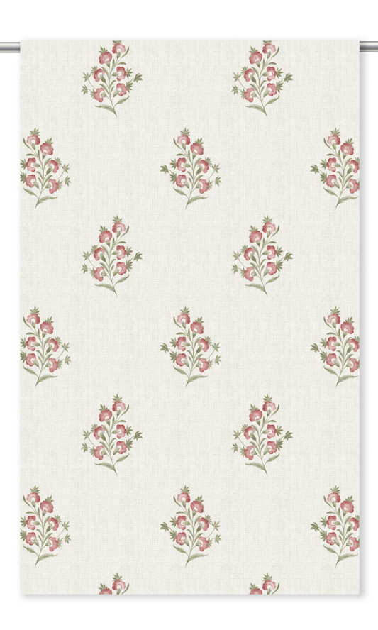 Floral Roman Blinds (Off-White/ Soft Red/ Pink)