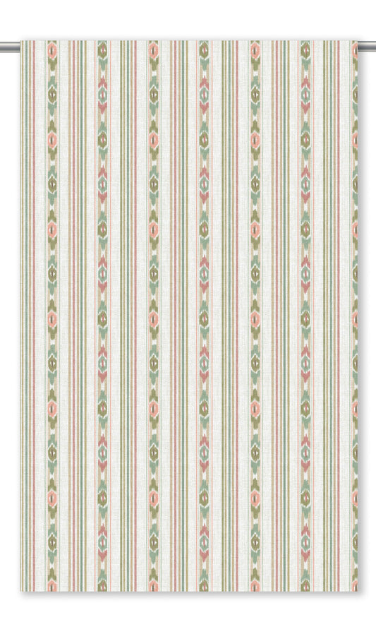 Ikat Striped Window Shades (Off-White/ Soft Green/ Pink)