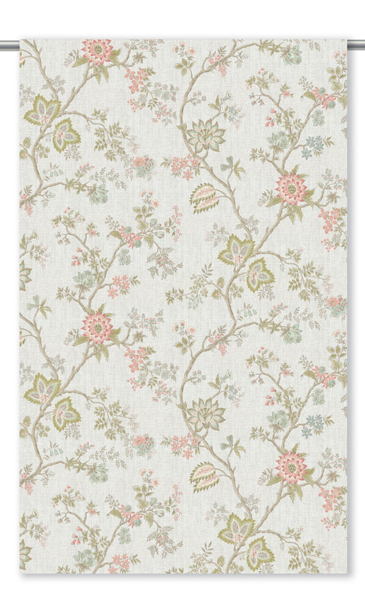 Chinoiserie Floral Home Decor Fabric By the Yard (Cream/Soft Pink/ Sage Green)