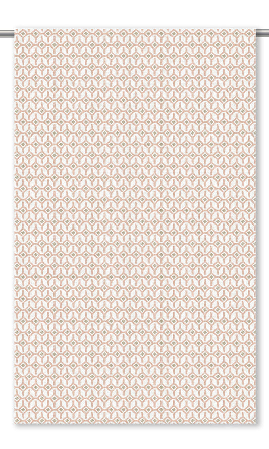 Geometric Trellis Window Curtains (Blush Pink/ Green)