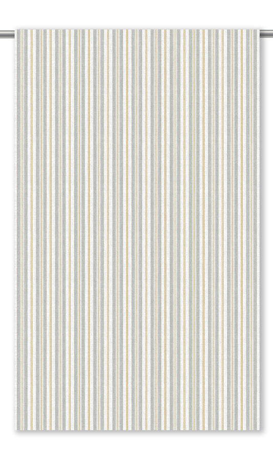 Ticking Stripes Window Curtains (Gray/ Ochre/ White)