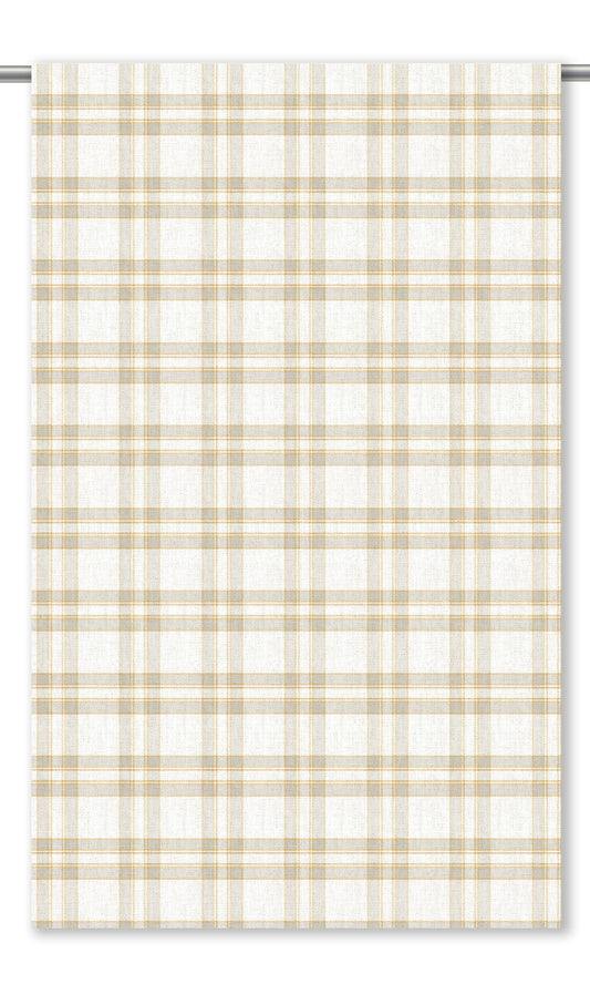 Windowpane Check Home Decor Fabric By the Yard (Smoke Gray/ Ochre/ White)