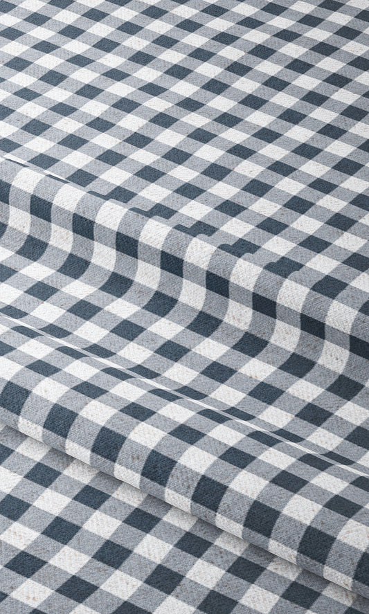 Gingham Check Roman Shades (Navy Blue/ White)