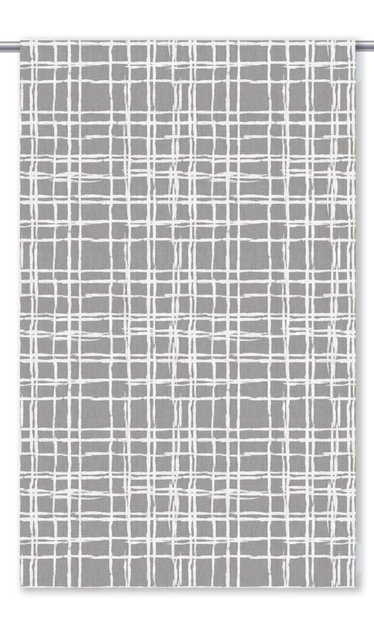 Abstract Grid/ Checkered Print Roman Blinds (Soft Gray/ White)