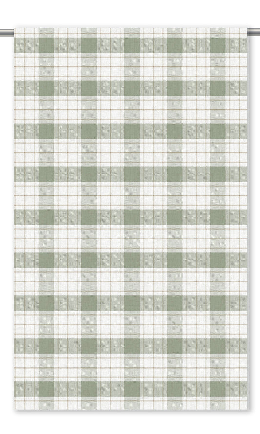 Tartan/ Plaid/ Checked Window Shades (Sage Green/ White)
