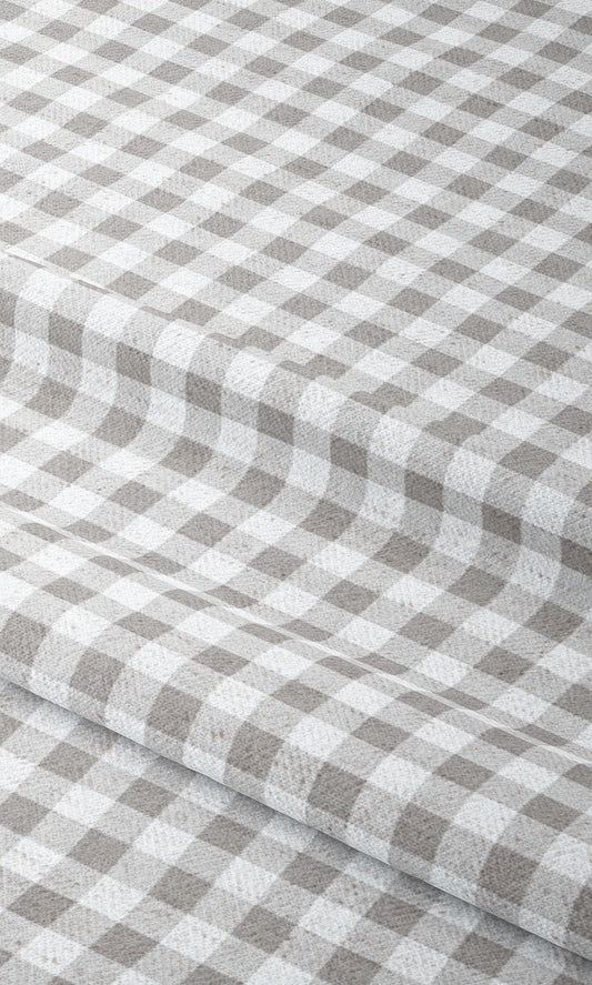 Gingham Check Drapes (Soft Gray/ White)