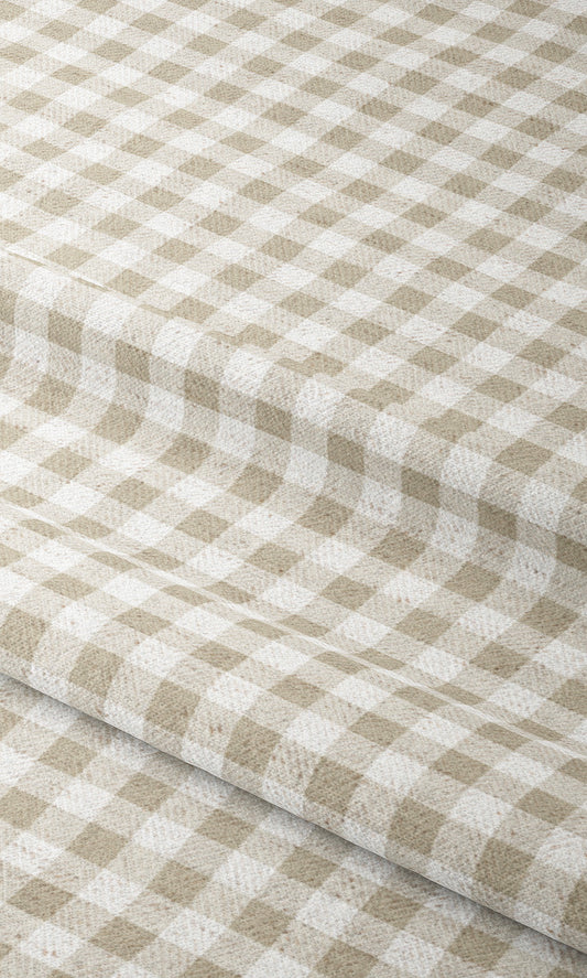 Gingham Check Home Decor Fabric By the Yard (Wheat Beige/ White)