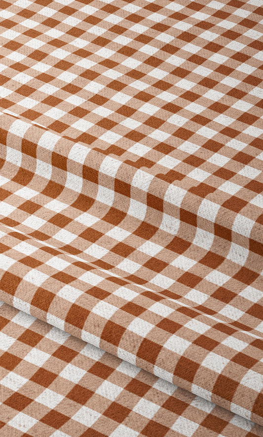 Gingham Check Fabric Blinds (Burnt Orange/ Terracotta Red)