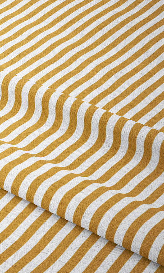 Candy Striped Home Decor Fabric By the Yard (Ochre Yellow/ White)