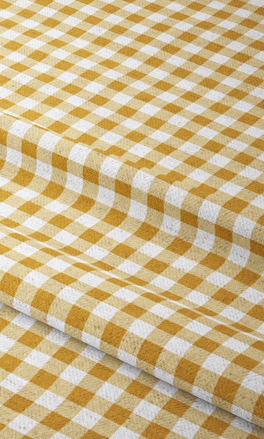 Gingham Check Roman Blinds (Ochre Yellow/ White)