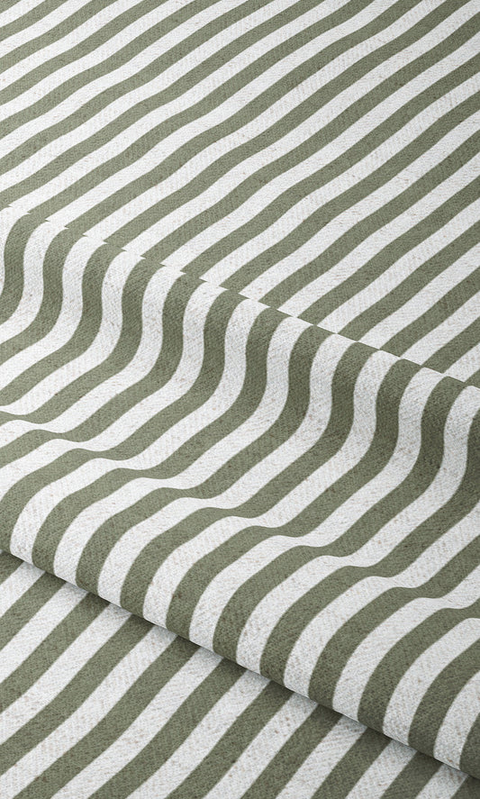 Candy Striped Roman Shades (Sage Green/ White)