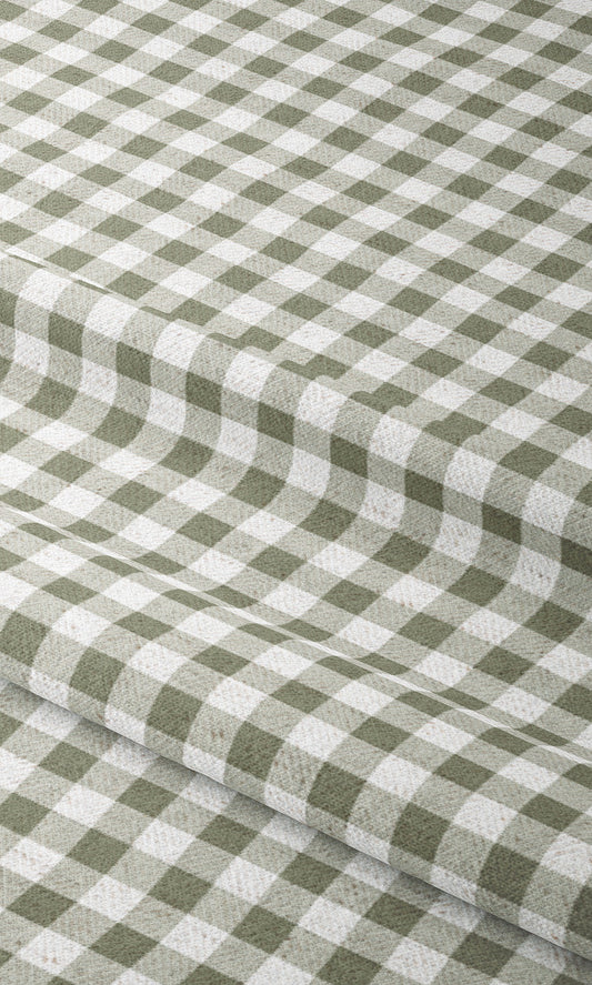 Gingham Check Window Shades (Sage Green/ White)