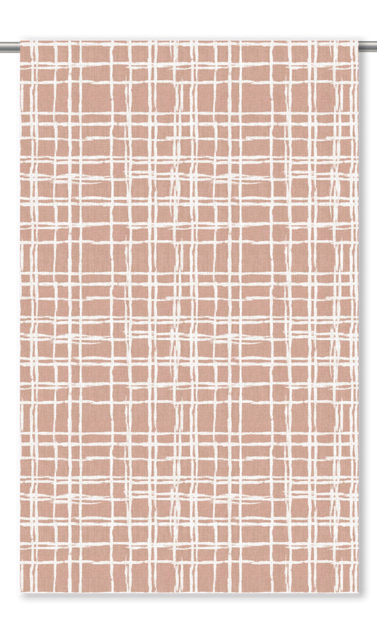 Abstract Grid/ Checkered Print Roman Shades (Blush Pink/ White)