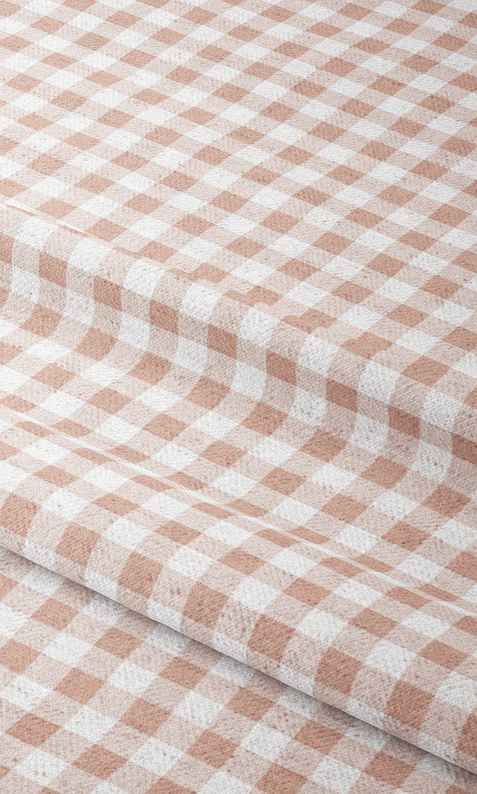 Gingham Check Curtain Panels (Blush Pink/ White)