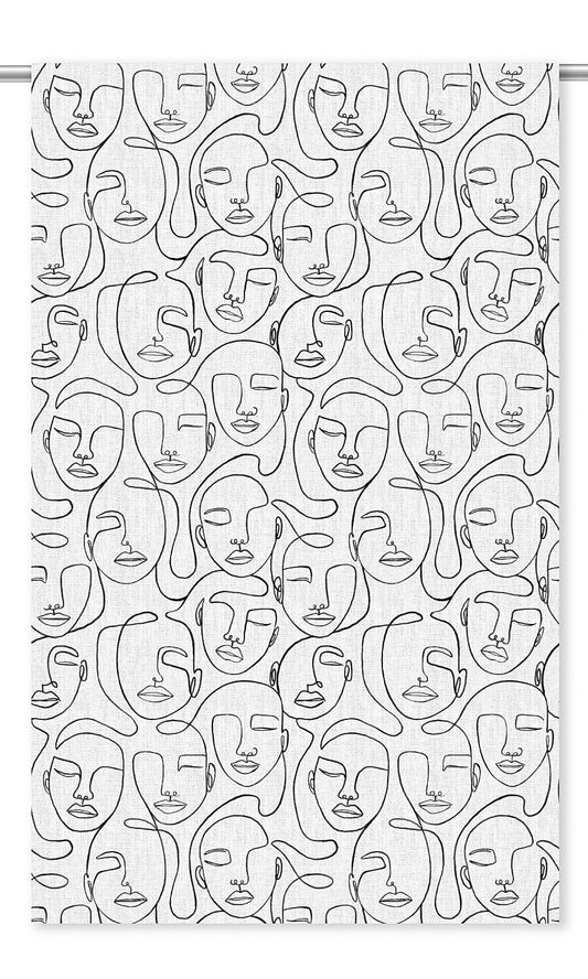 Picasso Faces Print Fabric Blinds (Black & White)