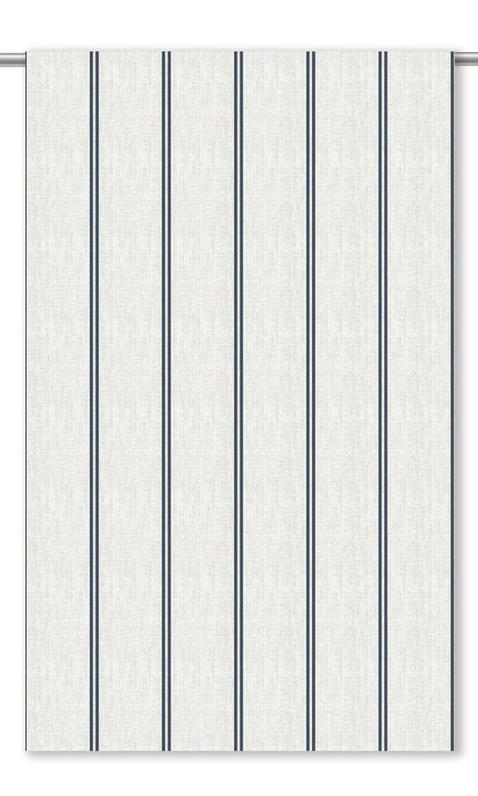 Grainsack Striped Home Decor Fabric By the Yard (Midnight Blue/ Milky White)