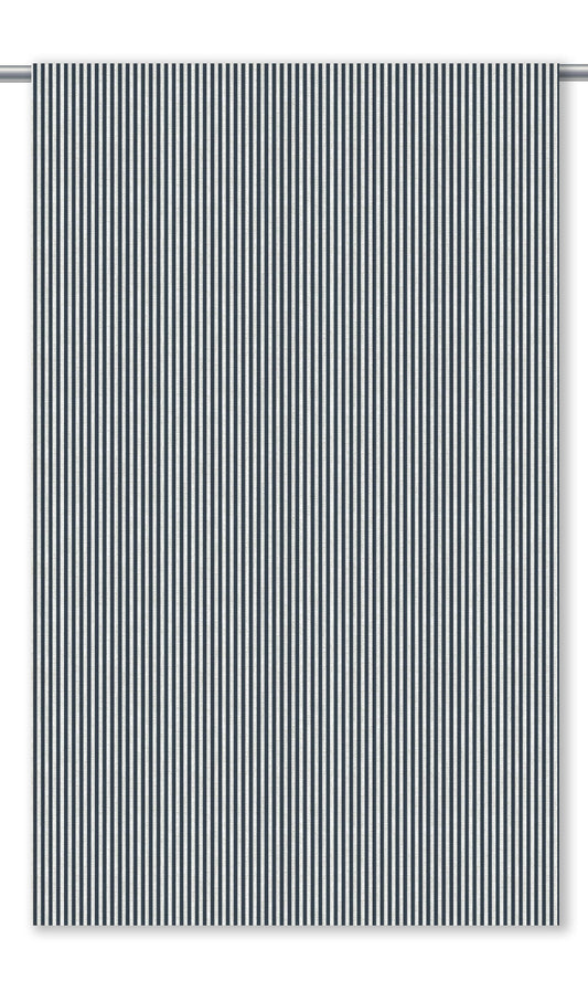 Candy Striped Home Decor Fabric By the Yard (Midnight Blue/ White)