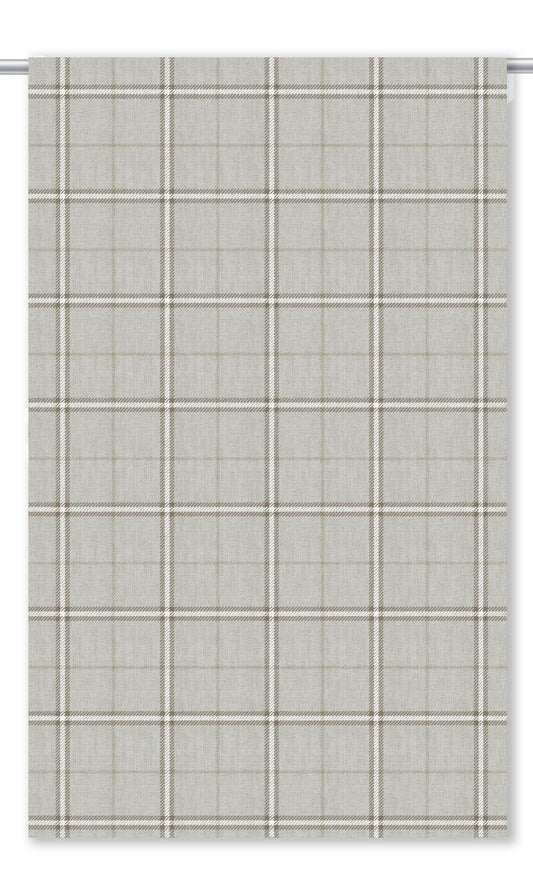 Windowpane Check Home Decor Fabric By the Yard (Pale Gray/ Cedar Brown)
