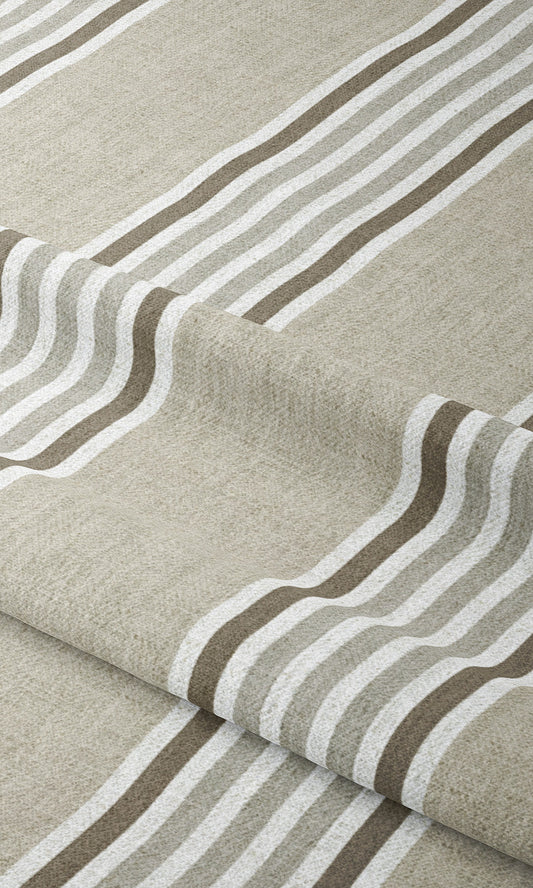 Regency Striped Window Curtains (Beige/ Coffee Brown)