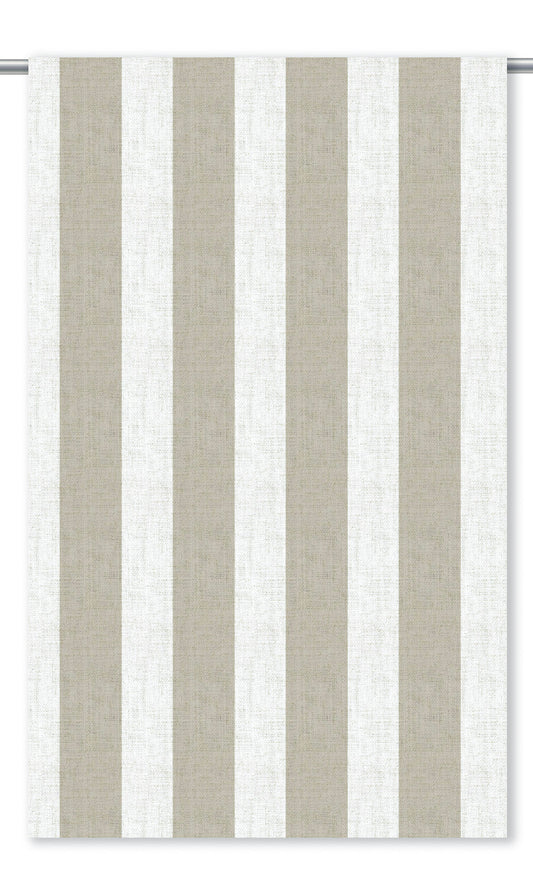 Awning Striped Home Decor Fabric By the Yard (Warm Gray/ White)