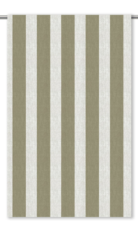 Awning Striped Home Decor Fabric By the Yard (Olive Brown/ White)