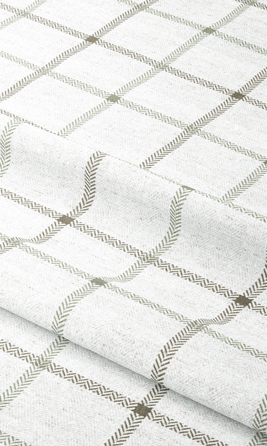 Windowpane Check Window Shades (Off White/ Dark Greige )