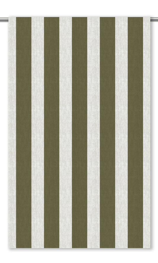 Awning Striped Window Shades (Dark Olive Green/ White)