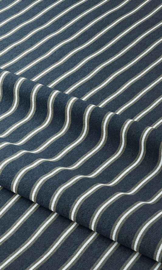 Pinstripe Fabric Blinds (Midnight Blue/ White)