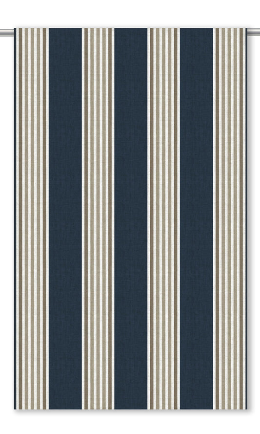 Regency Striped Fabric Blinds (Dark Navy Blue/ Taupe)