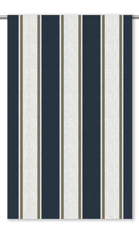 Regency Striped Window Shades (Dark Navy Blue/ White)