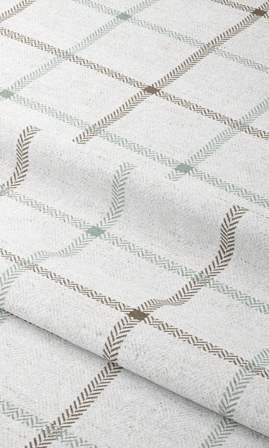 Windowpane Check Home Decor Fabric By the Yard (Parchment White/ Pastel Blue)