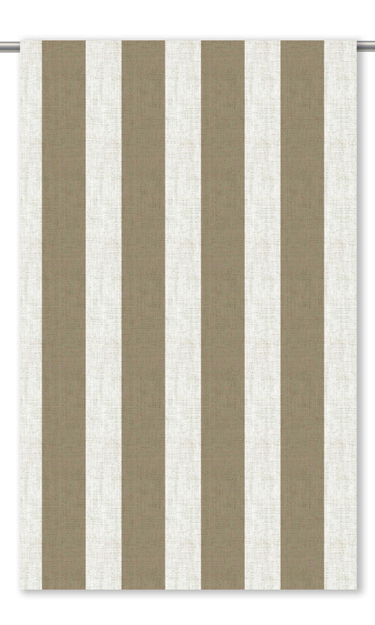 Awning Striped Home Decor Fabric By the Yard (Mocha Brown/ White)