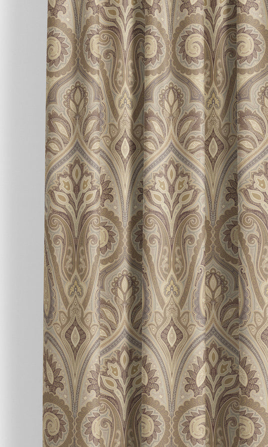 Paisley Damask Velvet Home Decor Fabric Sample (Peanut Brown/ Tan Beige)