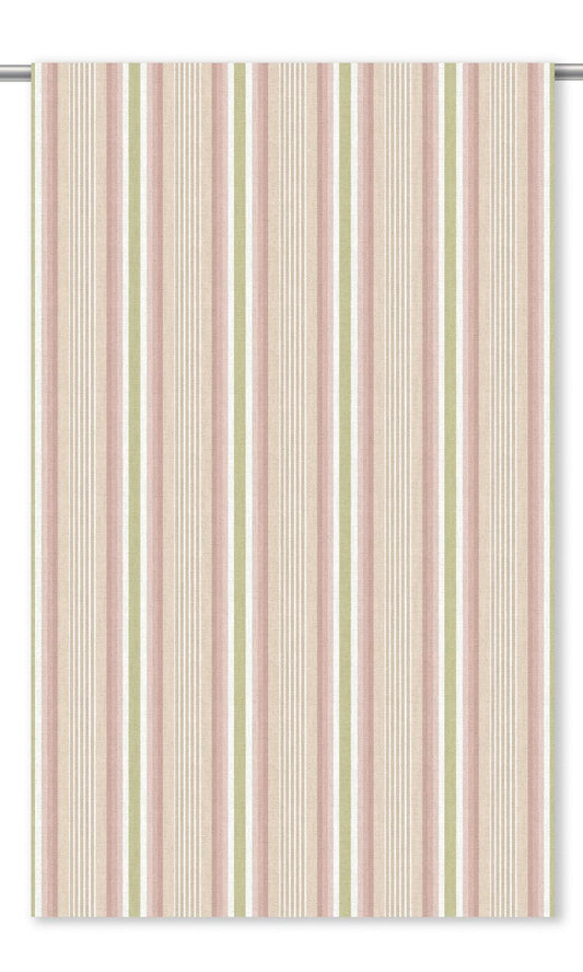 Striped Curtain Panels (Pastel Pink/ Green)