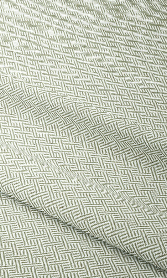 Crosshatch Geo-Print Window Shades (Olive Green/ White)