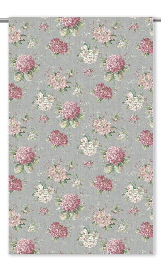 English Floral Curtain Panels (Pastel Pink/ Soft Gray)