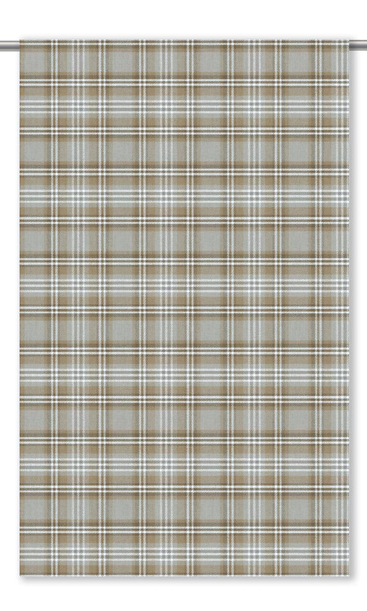 Plaid Window Curtains (Gray/ Brown)