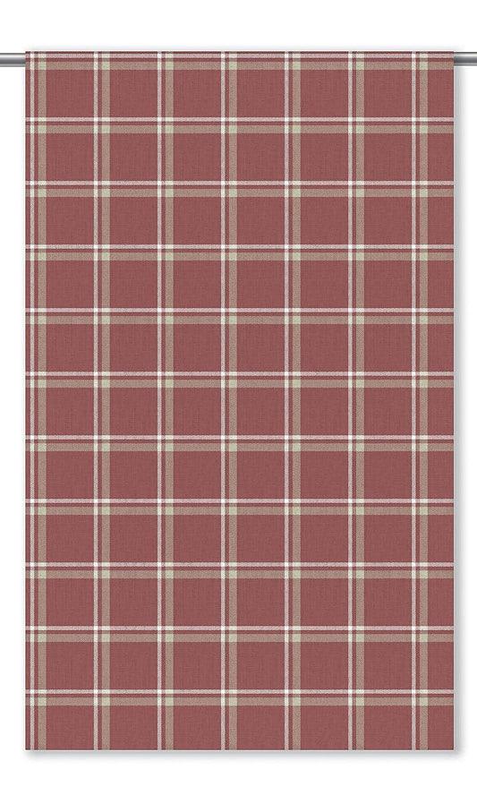 Tattersall Check Home Decor Fabric By the Yard (Brick Red/ Beige)