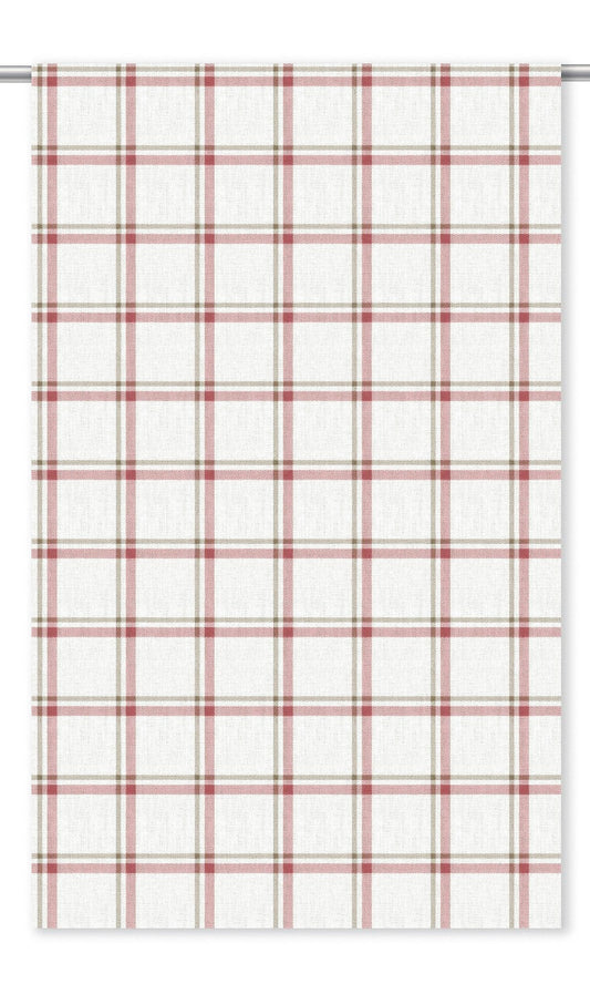 Tattersall Check Home Decor Fabric By the Yard (White/ Crimson/ Olive Green)