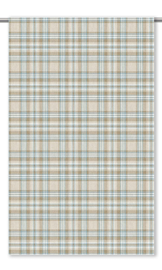 Plaid Home Decor Fabric By the Yard (Powder Blue/ Beige)