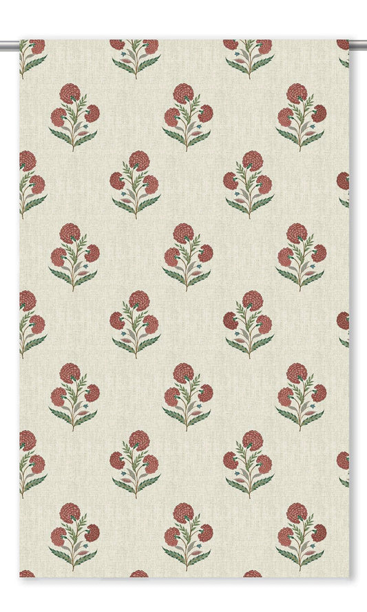 Poppy Motif Floral Roman Blinds (Ivory-Beige/ Deep Red)