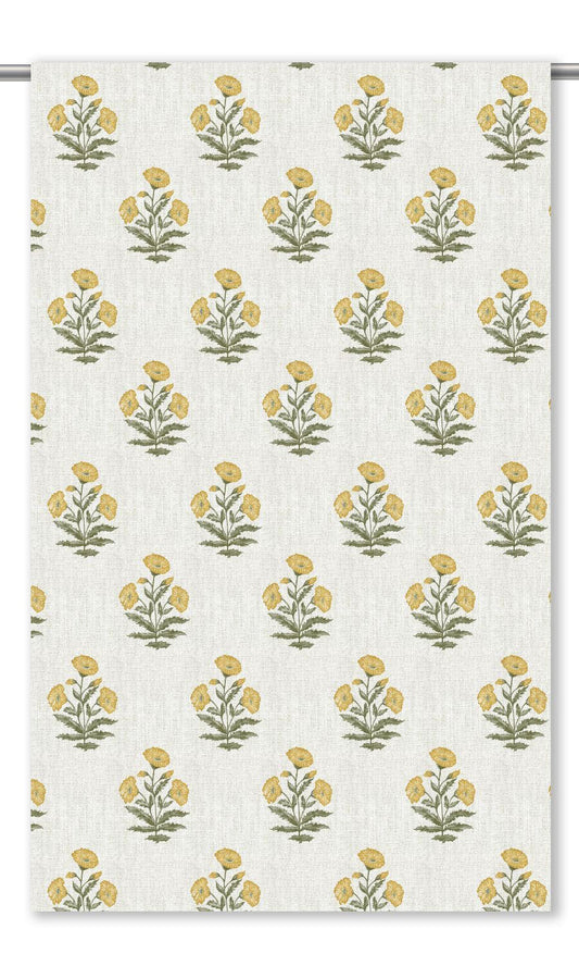 Floral Poppy Print Window Shades (White/ Corn Yellow)