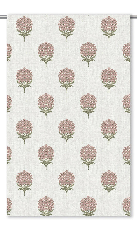 Floral Motif Print Fabric Blinds (White/ Blush Pink)
