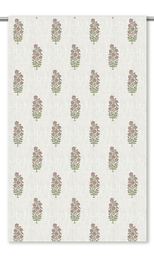 Floral Motif Print Roman Shades (White/ Dusty Pink)