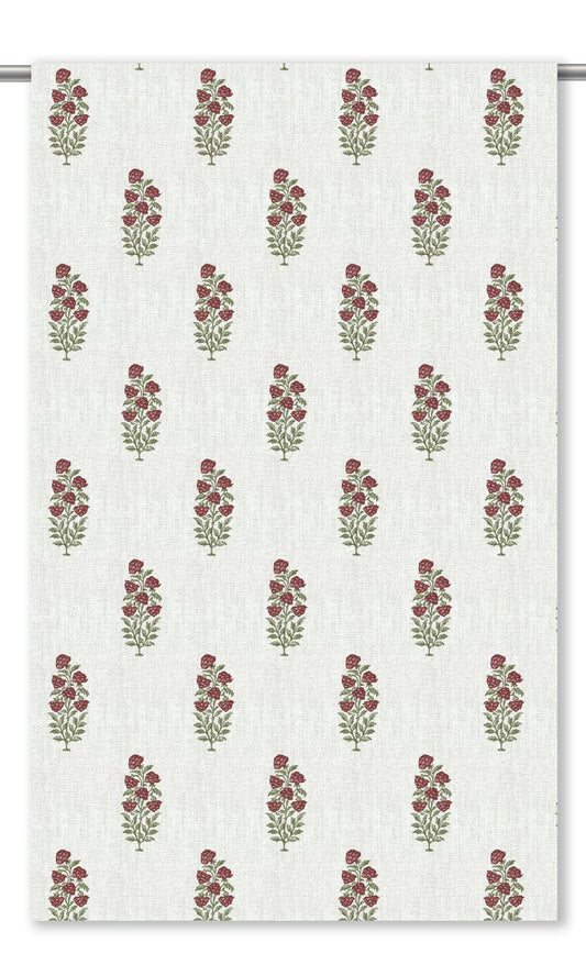 Floral Motif Print Roman Blinds (White/ Burgundy Red)