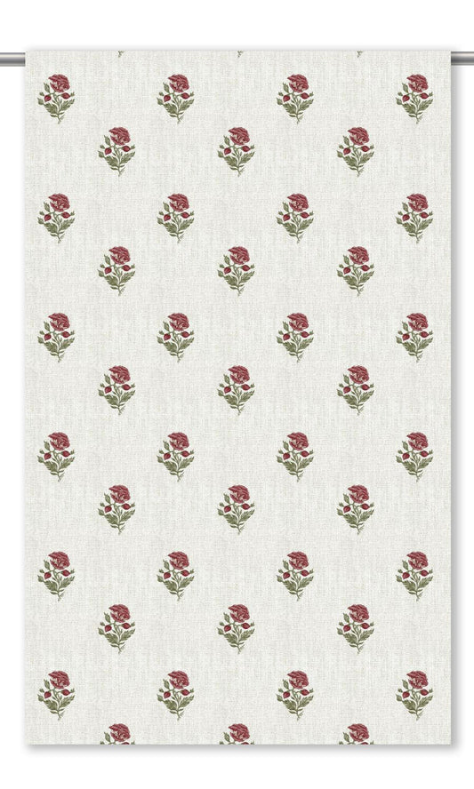 Floral Block Print Shades (White/ Burgundy Red)