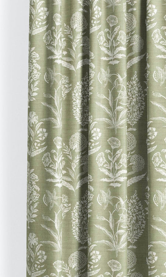 Floral Print Home Decor Fabric Sample (Sage Green/ White)