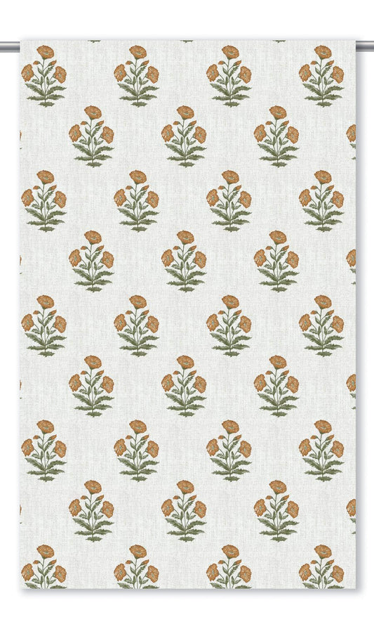 Floral Poppy Print Window Shades (White/ Bronzy Orange)