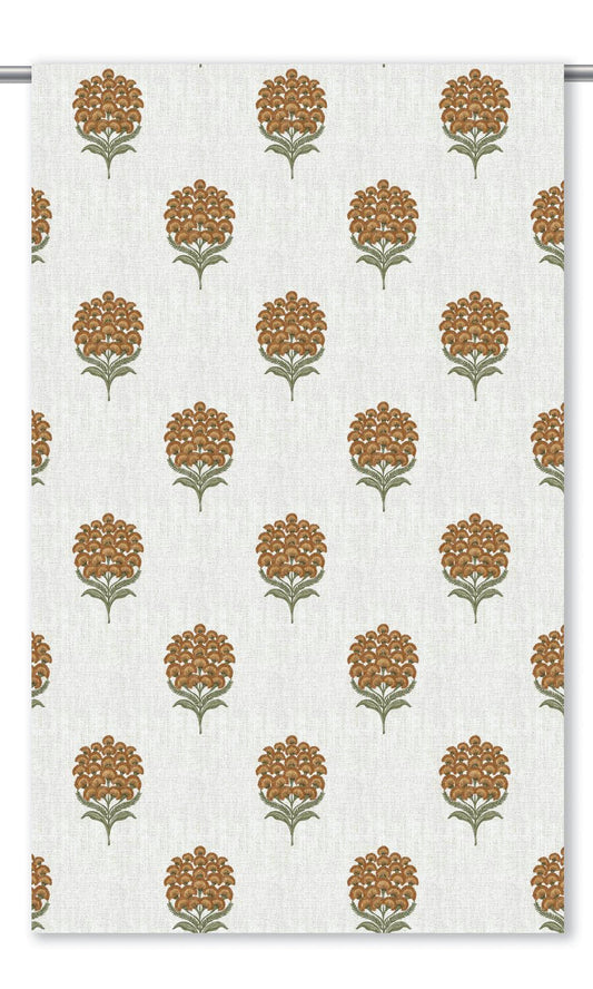 Floral Motif Print Roman Blinds (White/ Bronzy Orange)