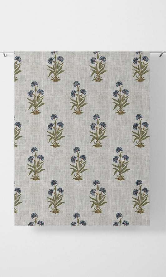 Floral Roman Blinds (White/ Navy Blue/ Green)